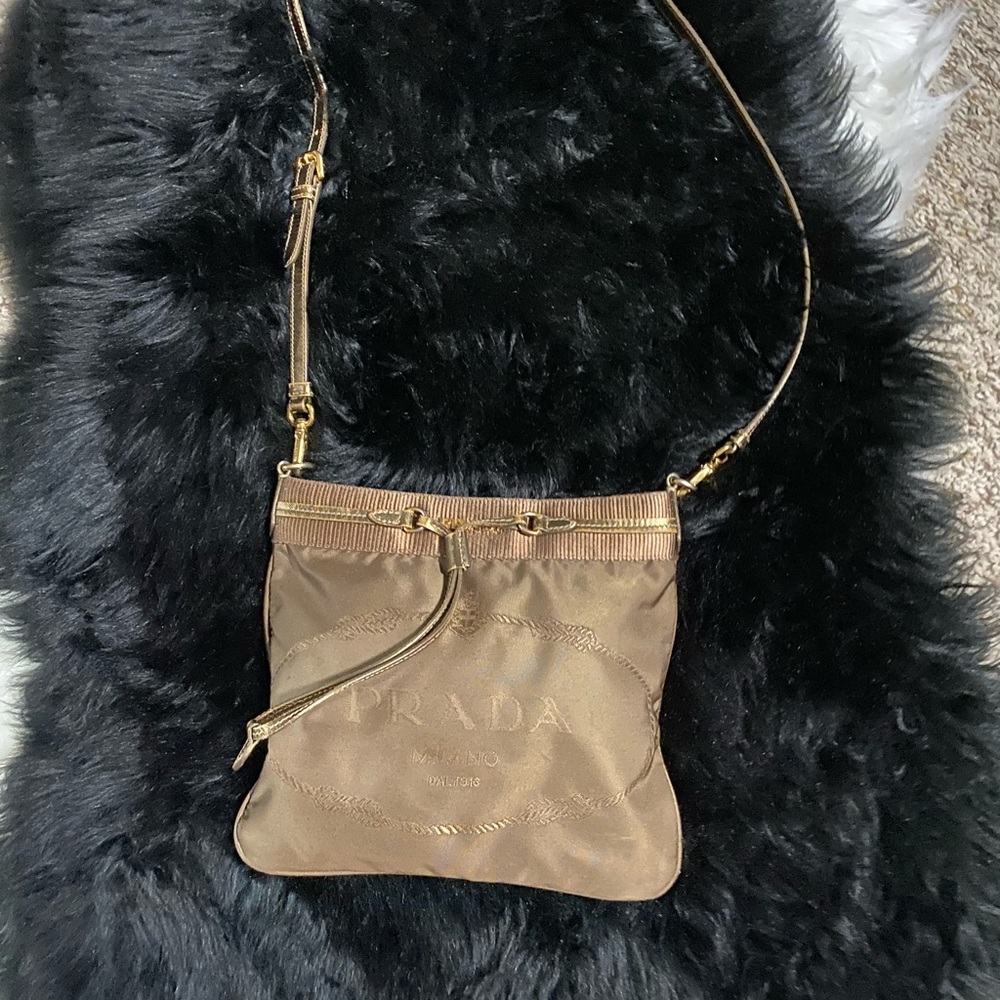 Prada gold crossbody pristine condition